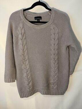 Cynthia Rowley Sweater Women XL Gray Pullover Knit Cotton Button Back EUC